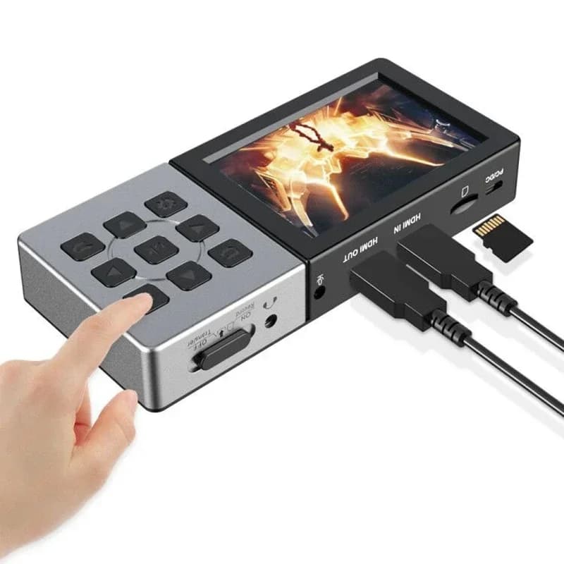 Ezcap 273 Videoregistratore HD Box 1080P 60fps Scheda di acquisizione video HDMI con schermo da 3,5 pollici Riproduzione HDMI Loop Mic Audio Mix