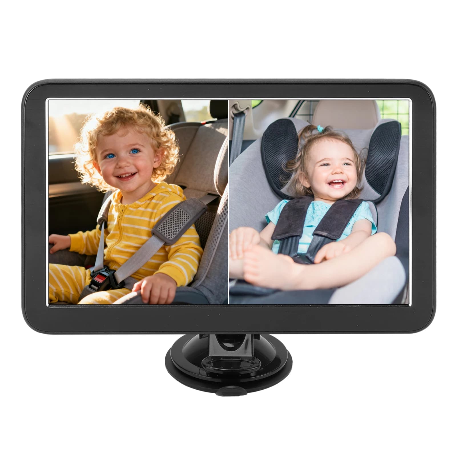 Monitor per Bambini con Telecamera per Auto a Doppio Canale, Schermo da 9 Pollici 1080P con 2 Telecamere a Visione Notturna IR 150 ° Telecamera per Auto con Ampio Angolo di Visione per Bambini