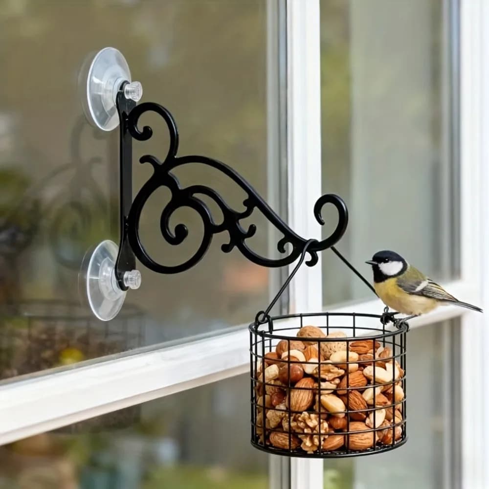 Heavy Duty Suction Cup Window Hook Metal Bracket for Bird Feeder Hanging Plant Basket Wind Chime Patio Light Outdoor Garden