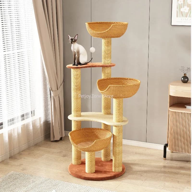Large Multi-Level Wood Cat Tree Tower With Scratching Post-Wholesale Pet Supplies Furniture