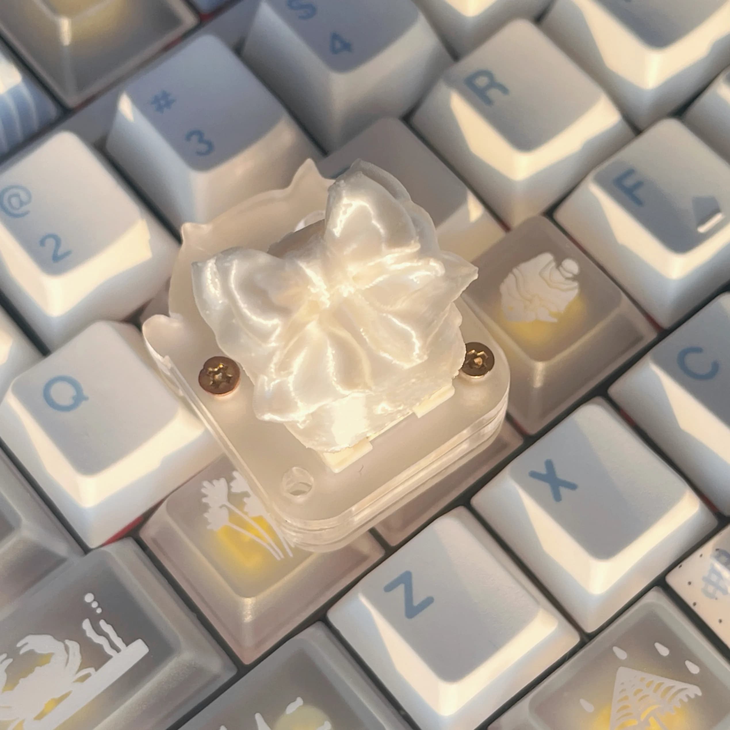 Silk Bow Themed Point Keycap 3D Printing Custom Original Handmade Artisan Cute Keycaps for Mechanical Keyboard Accessories Gift