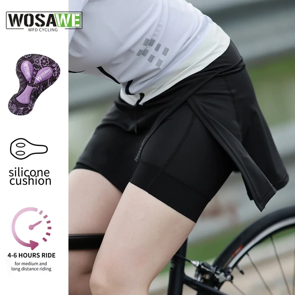 WOSAWE New Cycling Pants Women's Shorts Gonna Pants Cycling Pants On Summer Road Breathable Sports Skirt