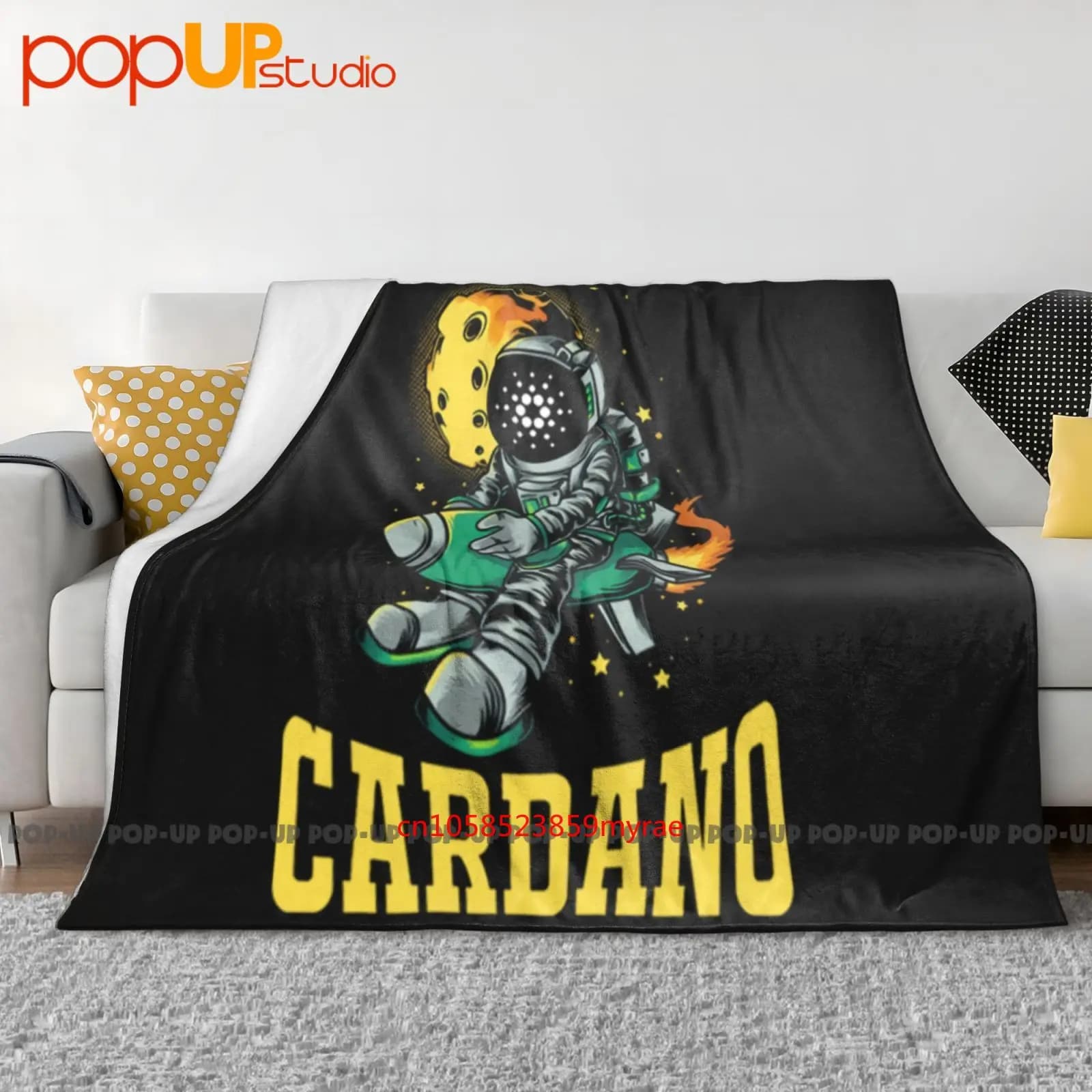 Cardano To The Moon Cardano Ada Best Crypto Coin Rocket To Moon Coperta ultra morbida Trapunta Copridivano invernale Copriletto