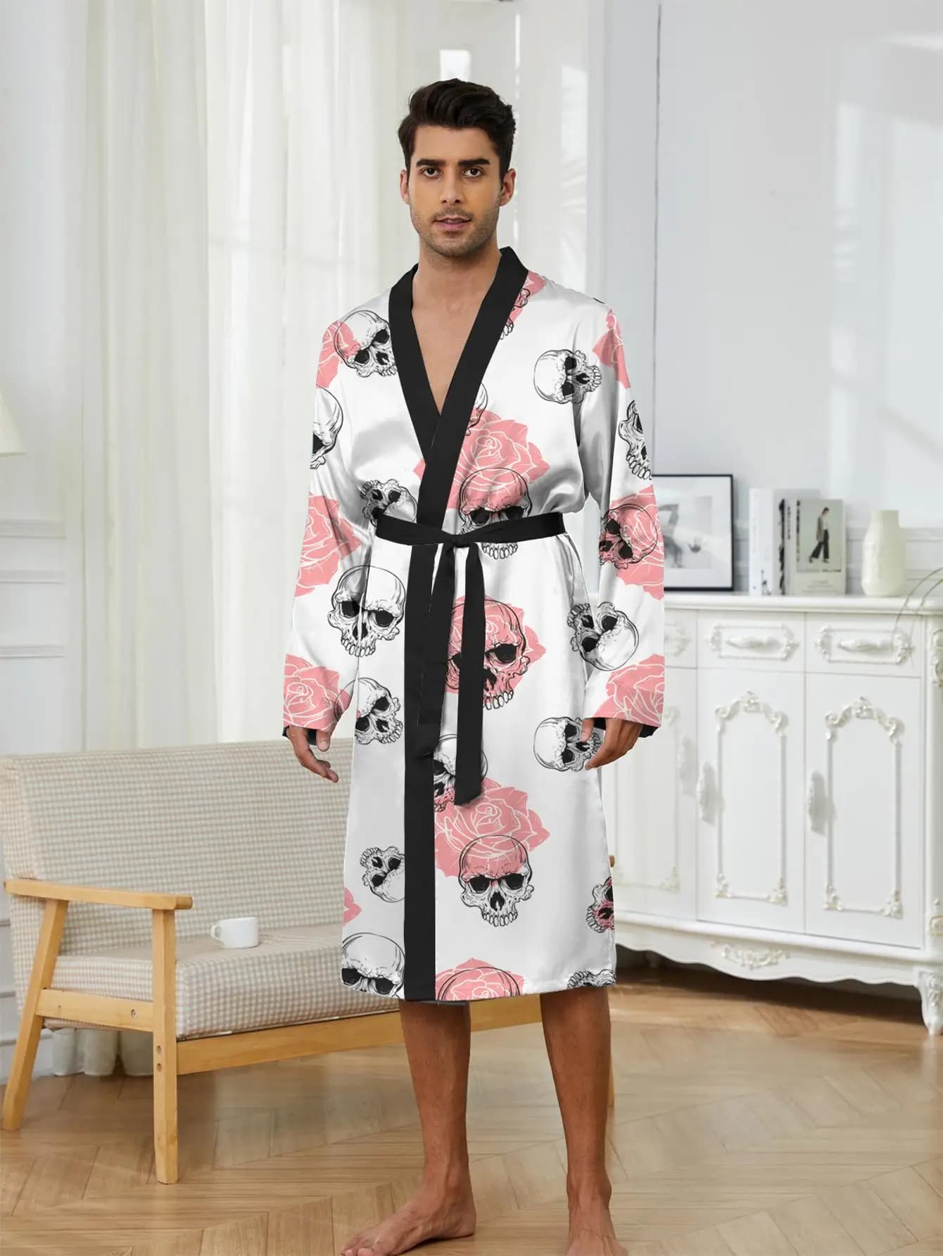 1pcs Men's Robes 2026 Spring/Summer Graphic Men's bathrobe bath robe Sleepwear robe Funny pajamas Breathable 3D Printed