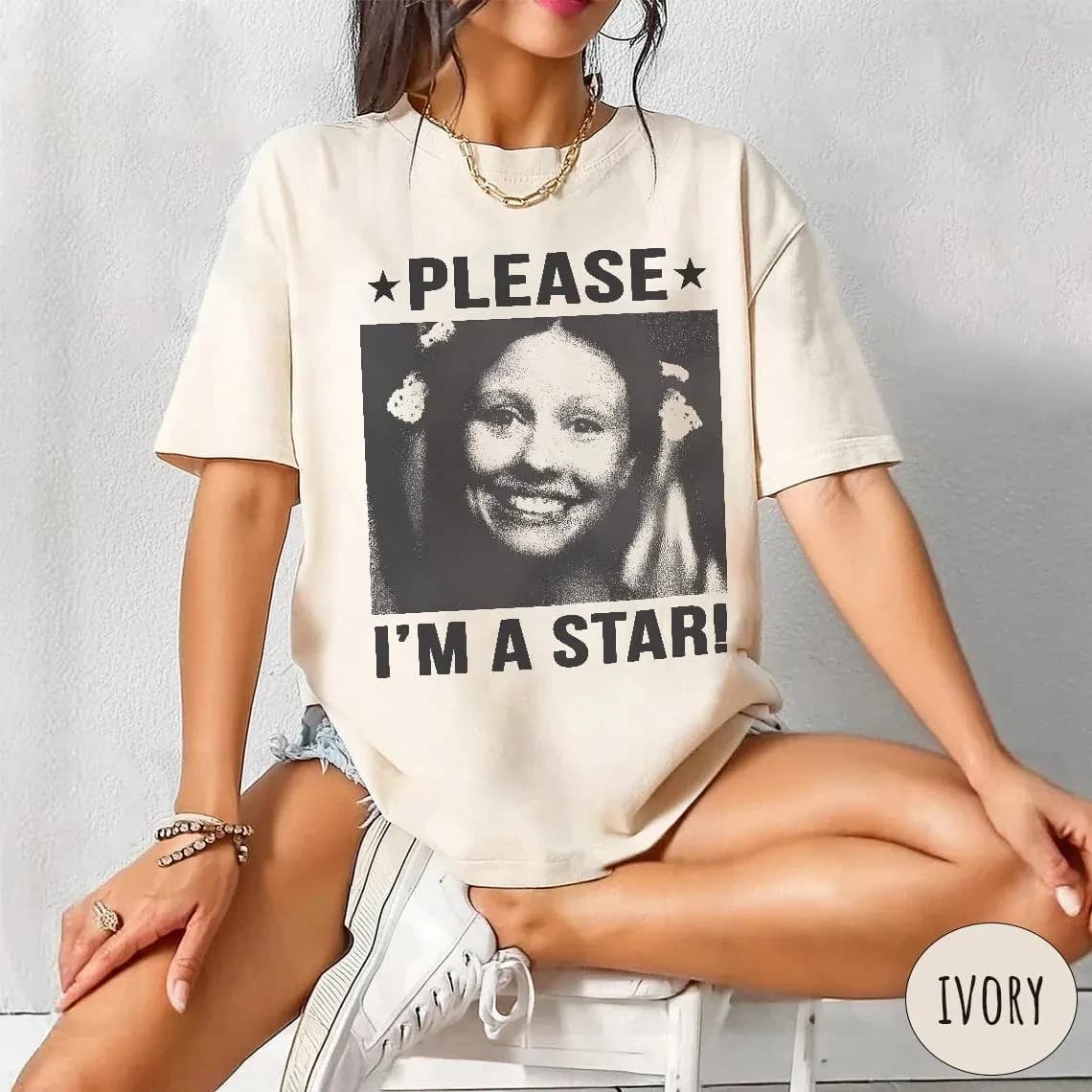 Maglietta Please I'm A Star - T-shirt con grafica ispirata ai film horror, ispirata a Pearl, estiva, unisex, in cotone ampio e traspirante
