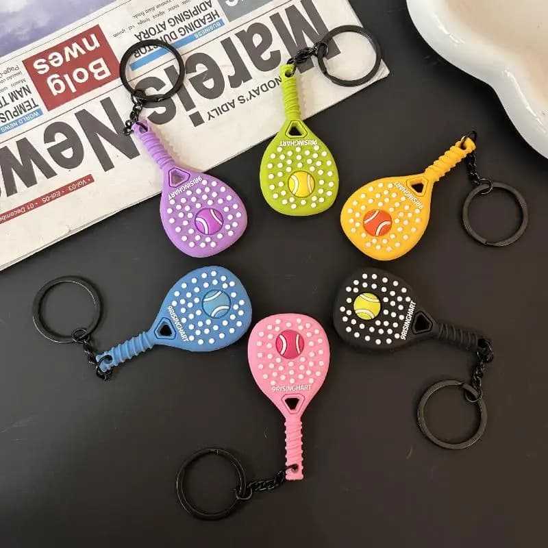 ●Tennis Keychain Creative PVC Soft Rubber Sports Key Chain Cute Tennis Racket Ball Keyring Fashion Bag Pendant Decoration Gifts