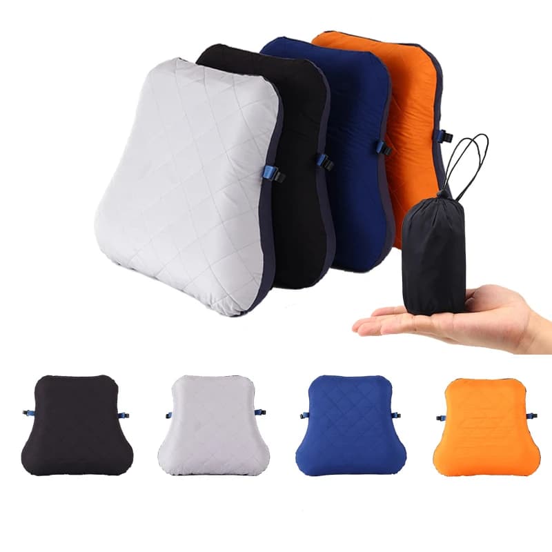 Cuscino da Campeggio Gonfiabile Ultraleggero con Fodera Lavabile, Cuscino d'Aria Portatile per Campeggio, Sport, Escursionismo, Backpacking