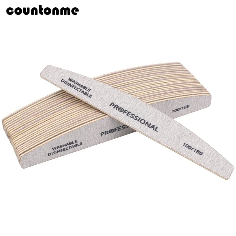10 pz/lotto Lime per unghie professionali in legno, buffer per unghie 100/180, lima per manicure a blocco grigia, per lucidatura gel e levigatura unghie