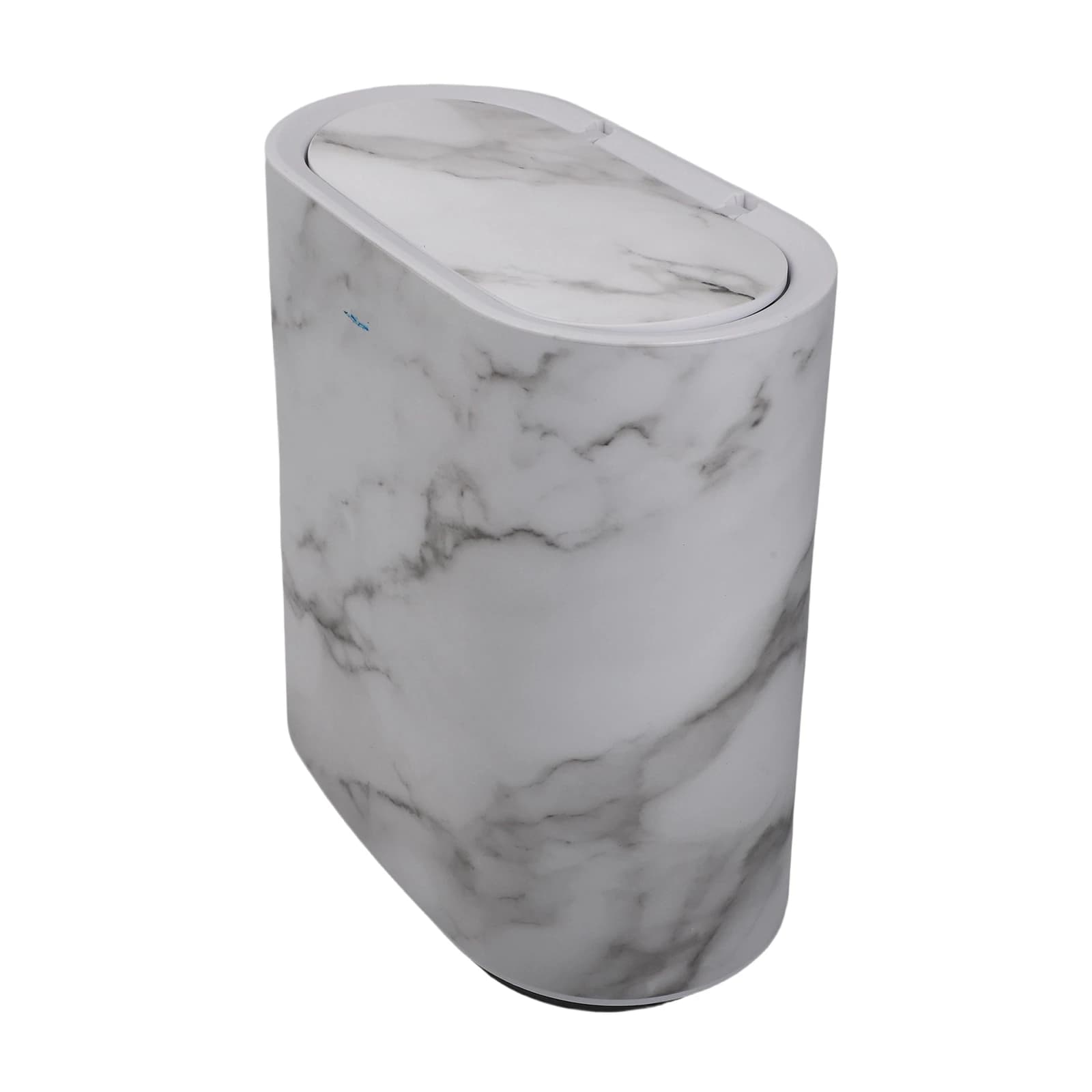 Marble Pattern Slim Trash Can With Lid PP Material For Home Hotel School Narrow Garbage Bin Space Saving Bathroom Kitchen
