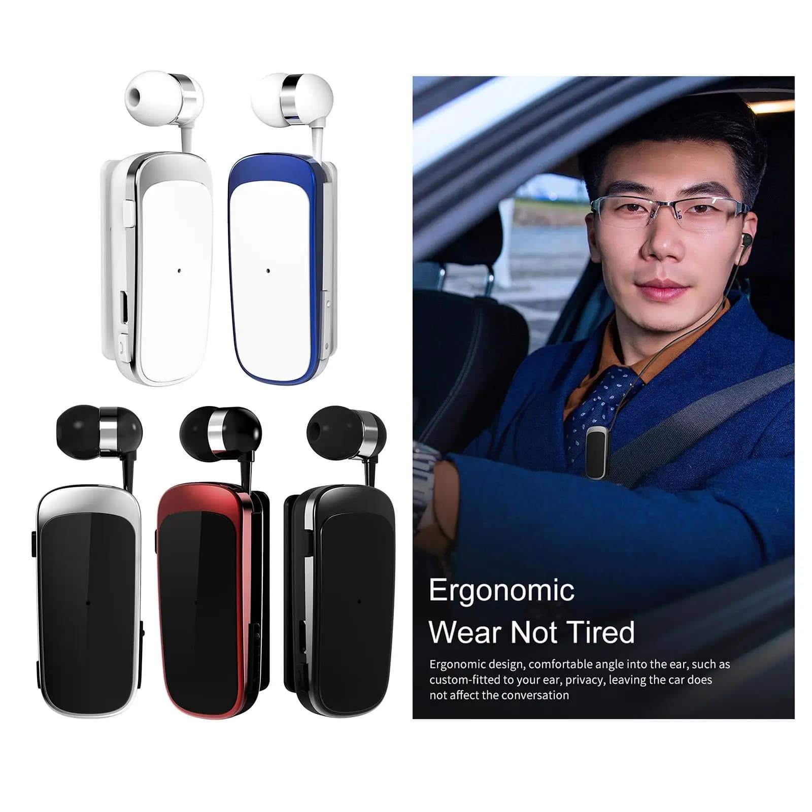 Fineblue K52 Business Auricolare Bluetooth wireless Collare Clip Chiamata Vibrazione