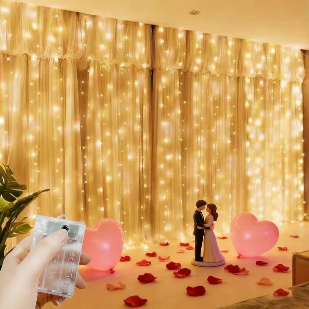 Luci a tenda LED a batteria da 3/6M per matrimoni, feste, giardino, Natale, decorazioni per camera da letto e casa