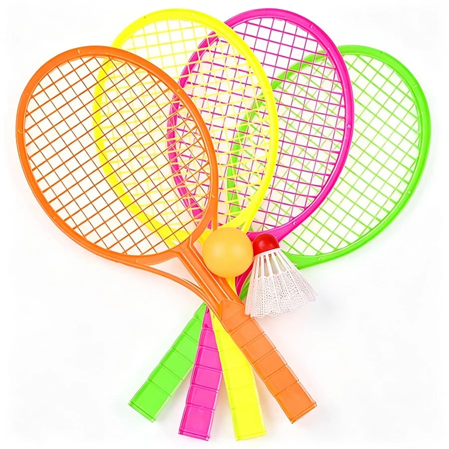 Mini Badminton & Tennis Racket Set with Shuttlecock & Ball, Lightweight Plastic Racquets for Outdoor Indoor Sports