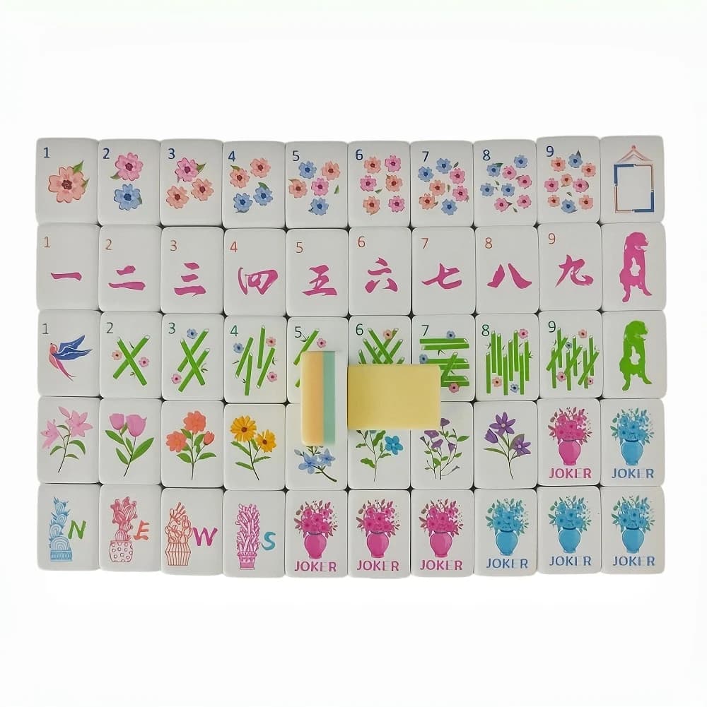 OMHJG Engraved Acrylic American Mahjong, Modern Yellow Customized Tiles, Portable Luxury Game Set for Family Daily Entertainment