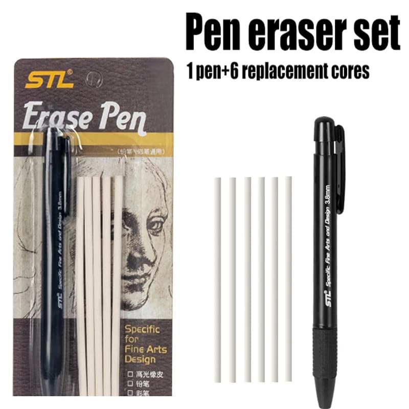 Set di Gomme per Cancellare Automatiche a Forma di Penna con Nucleo Sostituibile per Schizzi, Disegno e Scrittura