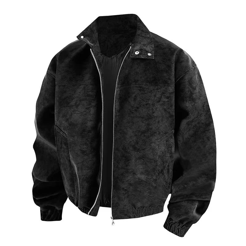 Giacca Uomo Primavera Autunno 2026, Moda con Colletto Alto, Manica Lunga, Cerniera, Cappotto Maschile Vintage Tinta Unita, Casual e Comodo