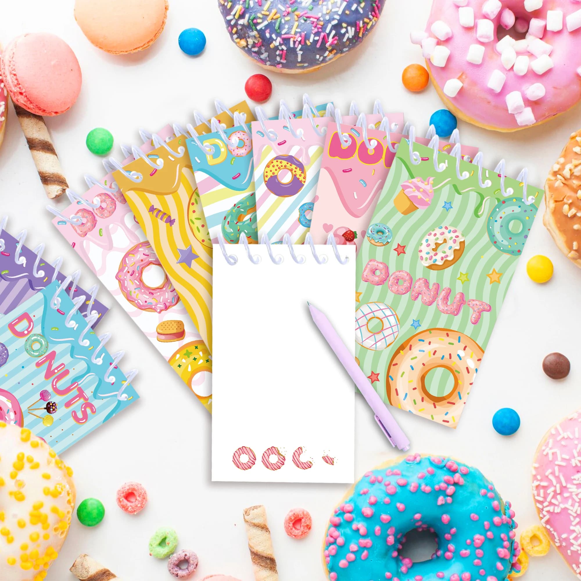 8 pezzi ciambella mini quaderni memo pad bobina libretto blocchetti per appunti cancelleria per ufficio diario scolastico bomboniere per bambini