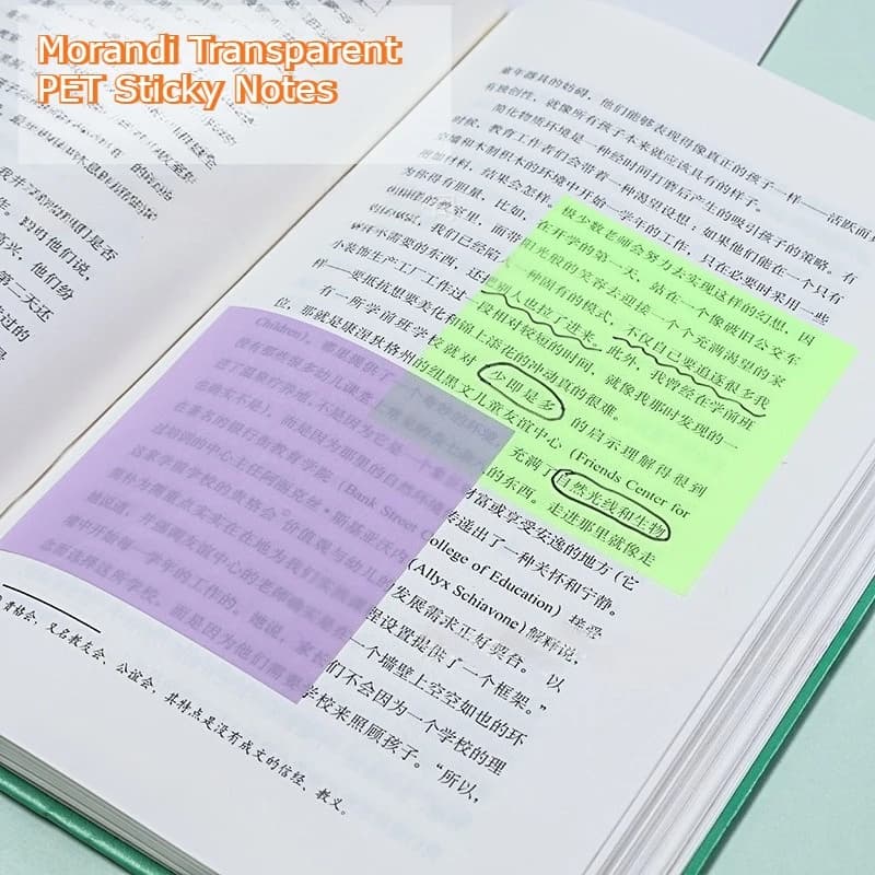 Morandi Transparent PET Sticky Notes Waterproof Repositionable Memo Pad Mini Clear N-Time Sticker for Mistake Correction & Study