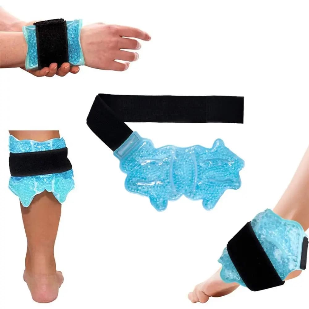 Impacco di Gel Caldo/Freddo per Caviglia, Riutilizzabile e Microondabile, Supporto Compressivo Regolabile per Sport