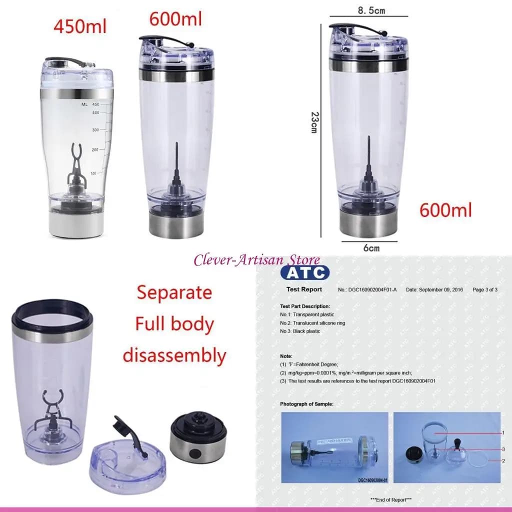 E06B 450ml/600ml Tazza miscelazione proteine ​​in polvere elettrica portatile esterna Alimentato a batteria Miscelatore