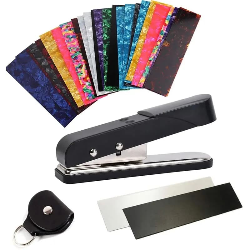 A07T-Premium Pick-Maker Kit DIY Guitar Picks Punch With Key Chain Holder, File& Artwork Greeting Cards Guitar Accessories Strip