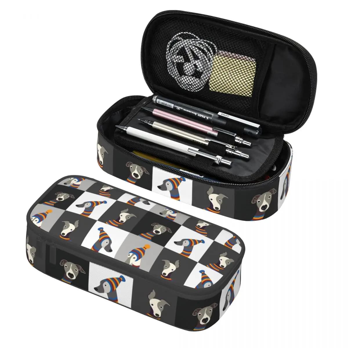 Astucci per matite per cani Whippet levriero cartone animato divertente personalizzato per grandi oggetti di stoccaggio Sighthound Hound Pen Bag Box Accessori per la scuola