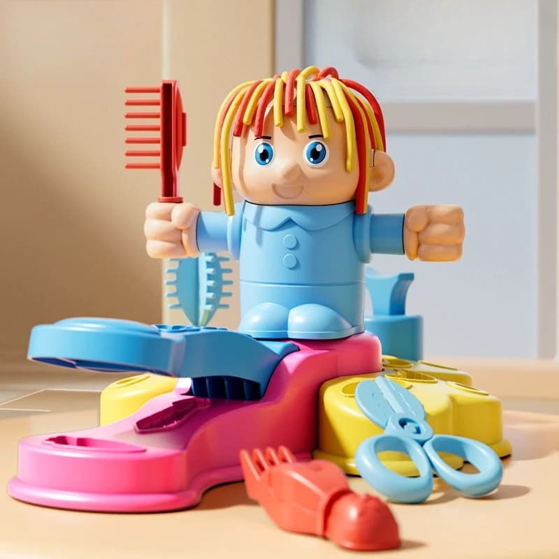 Kit da barbiere creativo fai-da-te per bambini Set di giocattoli in argilla colorata Plastilina Gioco educativo per pasta Regalo di compleanno