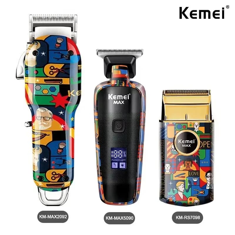 Kemei Rechargeable Professional Hair Regulator with Motive Graffiti, Electric Man KM-MAX2092 KM-MAX5090 KM-RS7098