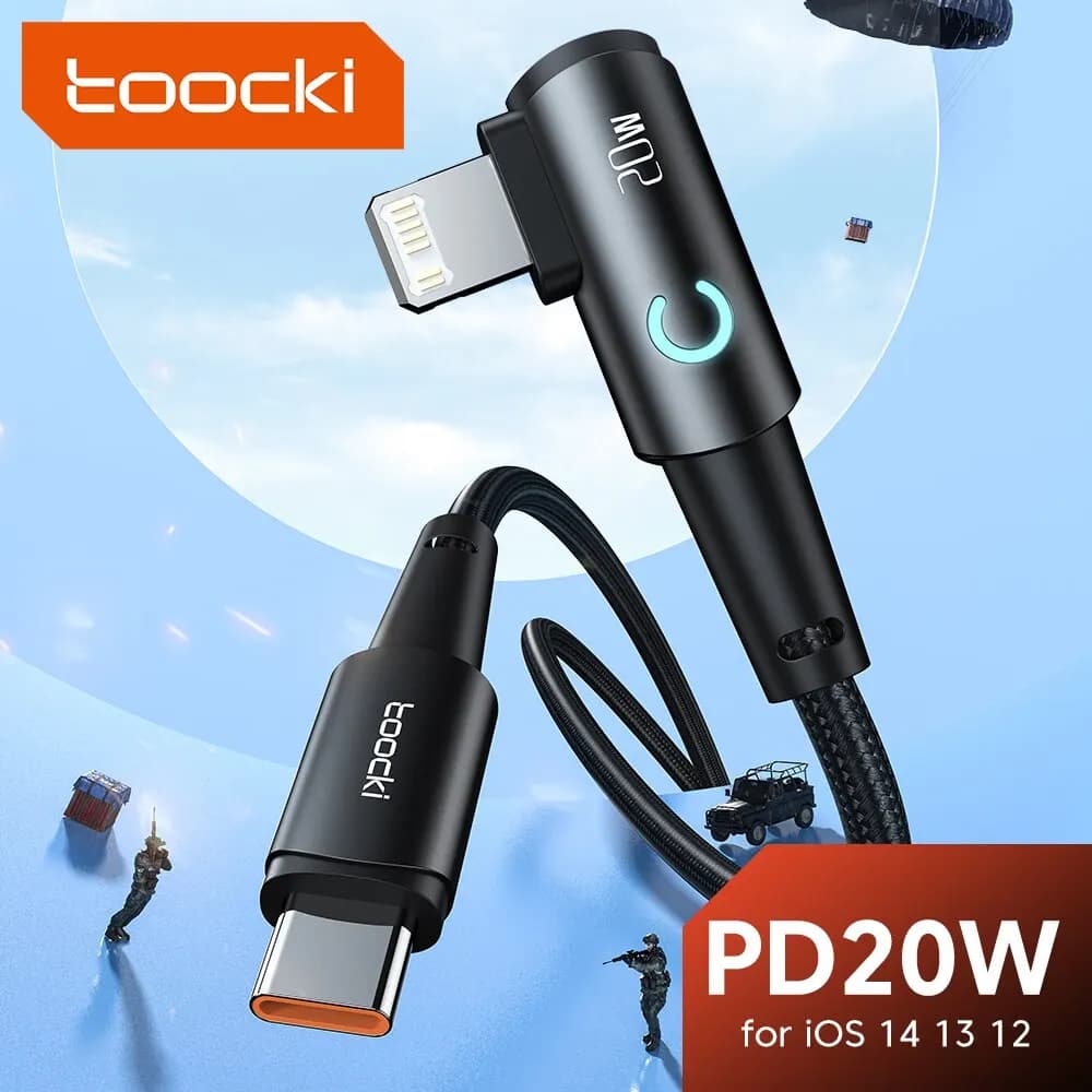 Cavo USB C Toocki 20W PD 3.0 per iPhone 15 14 13 12 Pro Max caricabatterie a ricarica rapida per MacBook iPad Pro Max cavo Lightning