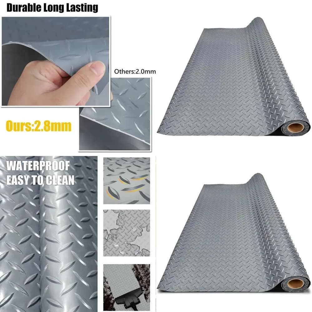 PVC garage pad thick, waterproof anti-slip protection for cars, trailers, SUVs, basements, gyms (Grigio) - 3ft x 1