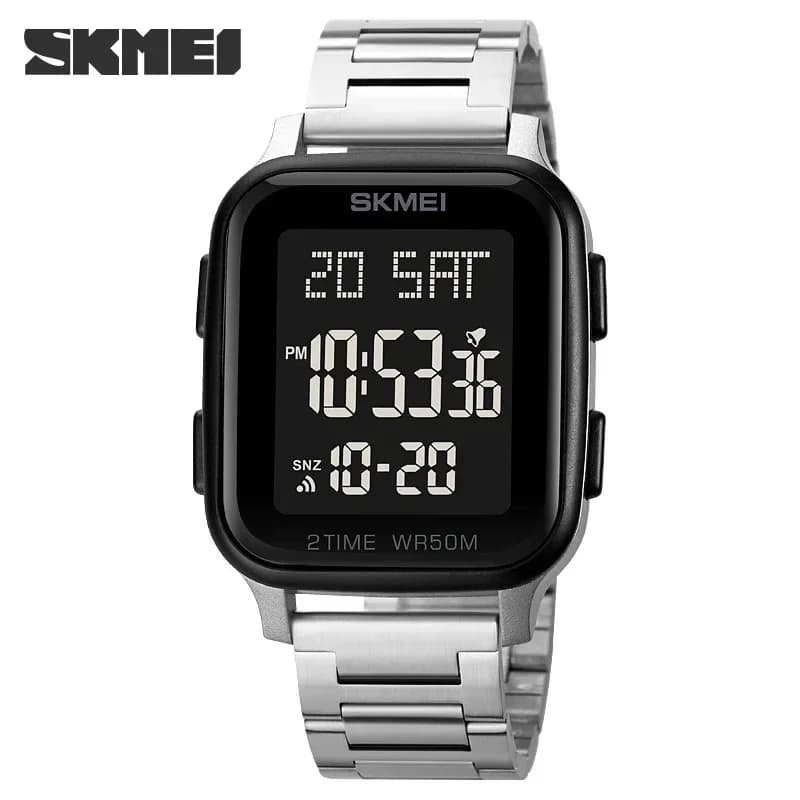 SKMEI impermeabile per il tempo libero Business Steel LED Mens orologi da polso elettronici orologio Reloj Masculino Digital Sport Men Watch 1859 1858