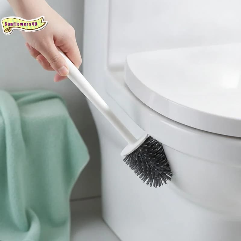 Soft Bristle Silicone Toilet Brush Wall Mounted Non-Scratch Deep Clean Tool for Commercial Residential Bathroom