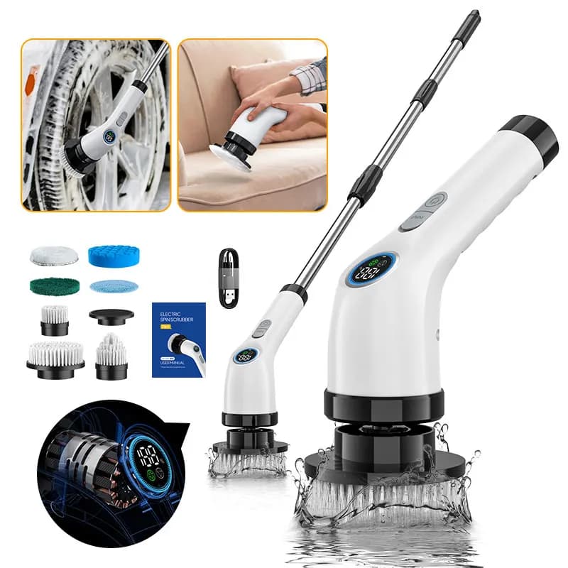 Spazzola per pulizia elettrica Scrubber multifunzionale Spazzola per pulizia girevole senza fili per uso domestico per bagno, cucina, finestre, WC