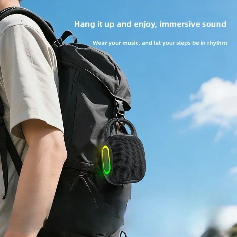 Altoparlante Bluetooth Wireless con Luce RGB e Gancio, Mini Portatile per Campeggio