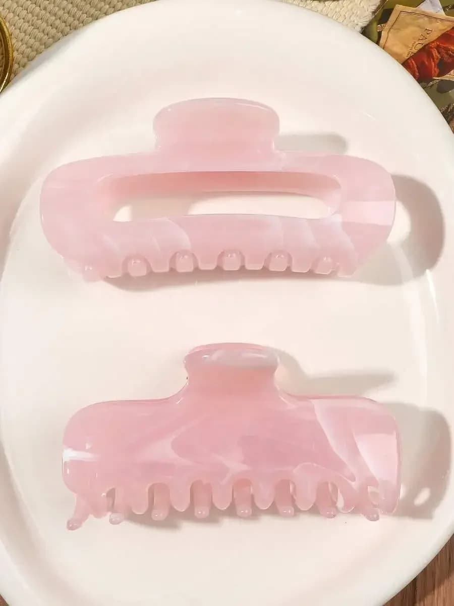 2 fermagli per capelli grandi in marmo rosa lucido per donna, eleganti accessori per capelli da indossare tutti i giorni