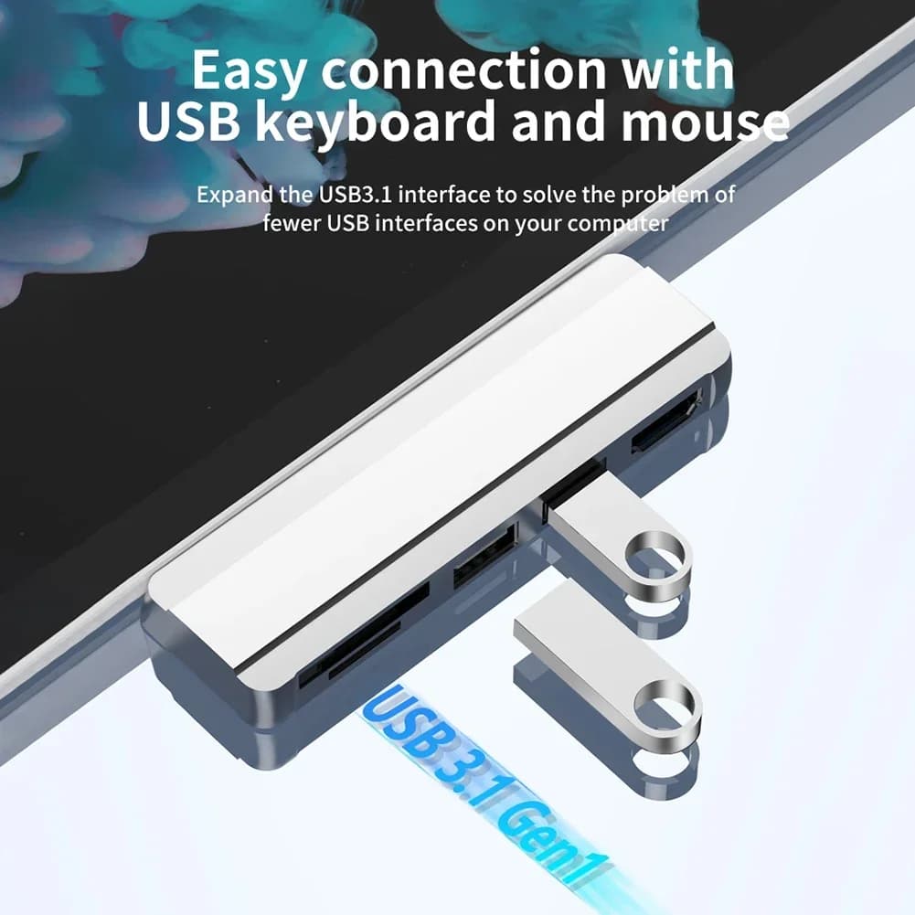 Hub Dock per Surface Pro 6, Pro 5, Pro 4 con HDMI 4K, USB 3.0 e Slot TF