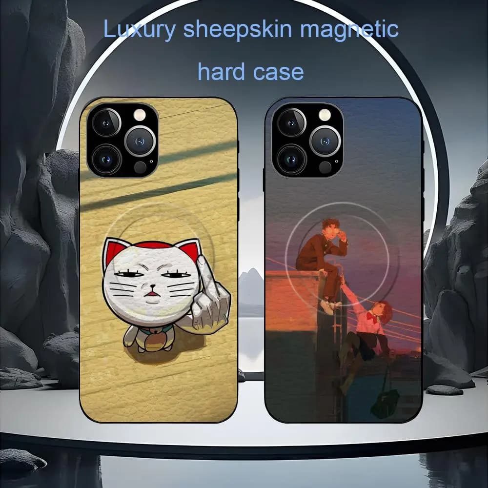Hot DanDaDan Anime Phone Case For iPhone 17 16 15 14 13 12 11 Plus Pro Max High-end Luxury Magsafe Sheepskin