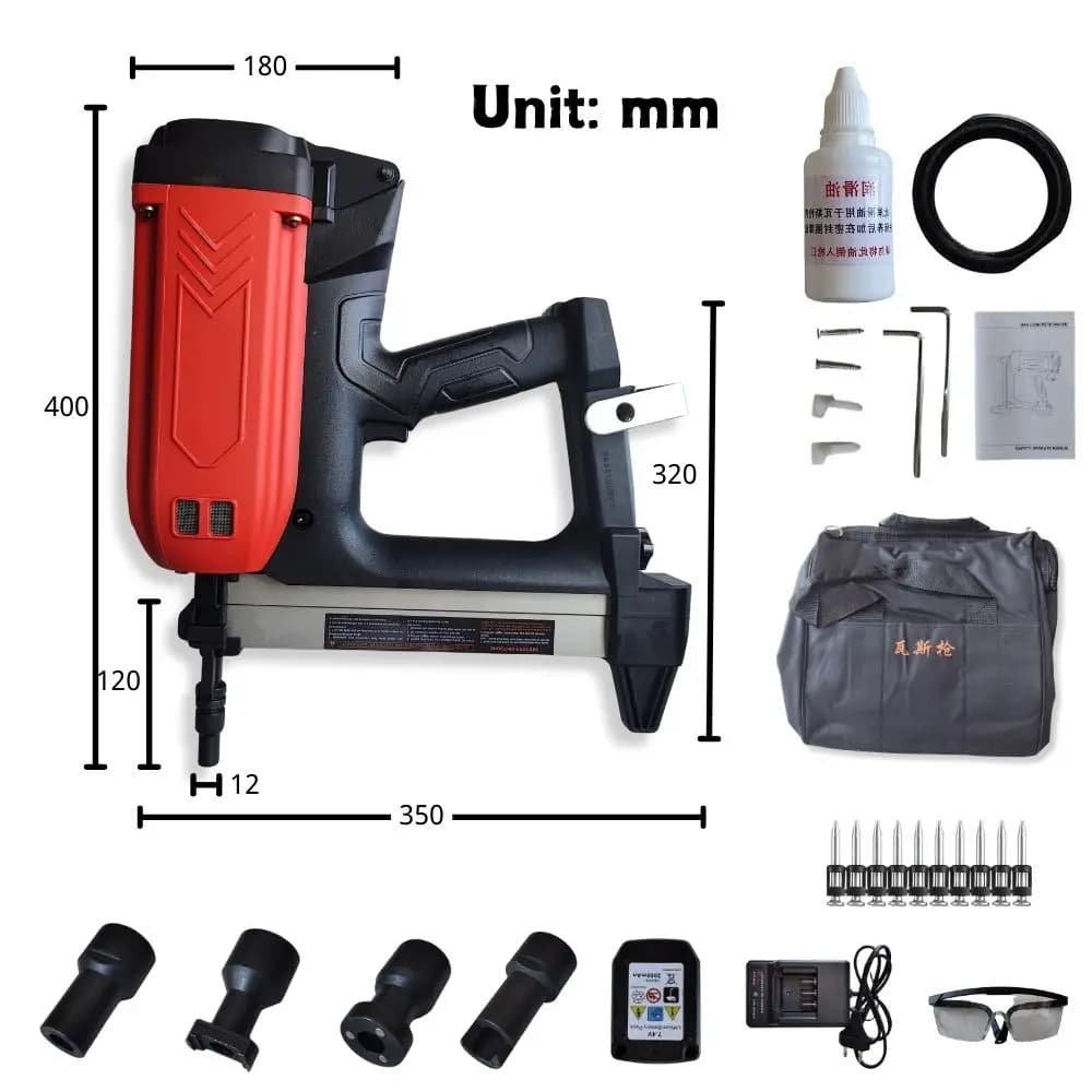 Pistola sparachiodi pneumatica 7. 4V batteria pistola sparachiodi elettrica cucitrice ad aria strumenti pneumatici per telaio e canalina alimentata a Gas