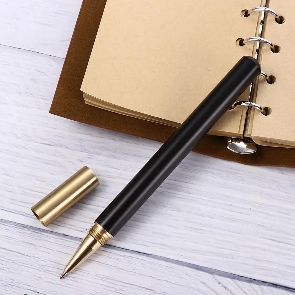 Penna Roller in Metallo Dorato per Ufficio, Penna a Sfera in Legno, Penna Gel in Ottone, Strumento di Scrittura per Cancelleria