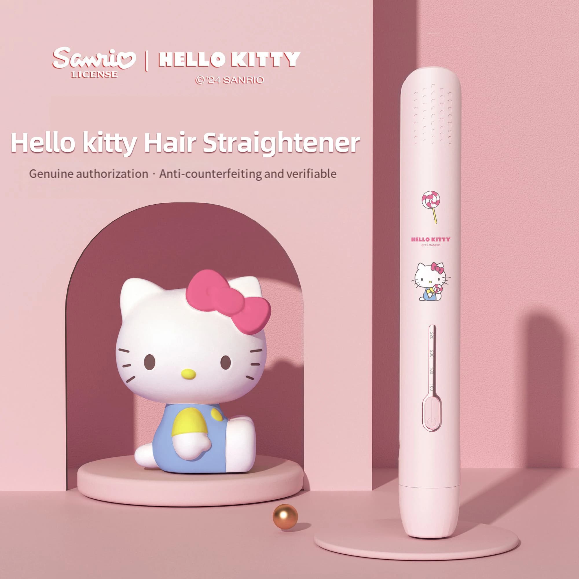 Sanrio Hello Kitty Kuromi Genuine Hair Straightening Iron Straight Curling Dual-Use Curling Iron Student Low-Power Cute Splint