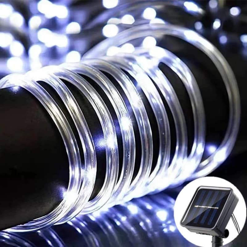 Luci a Corda Flessibili Solari LED 50/100/200 LED per Esterni, Luci a Tubo LED con 8 Modalità per Decorazione di Matrimoni, Feste, Giardini, Alberi e Recinzioni