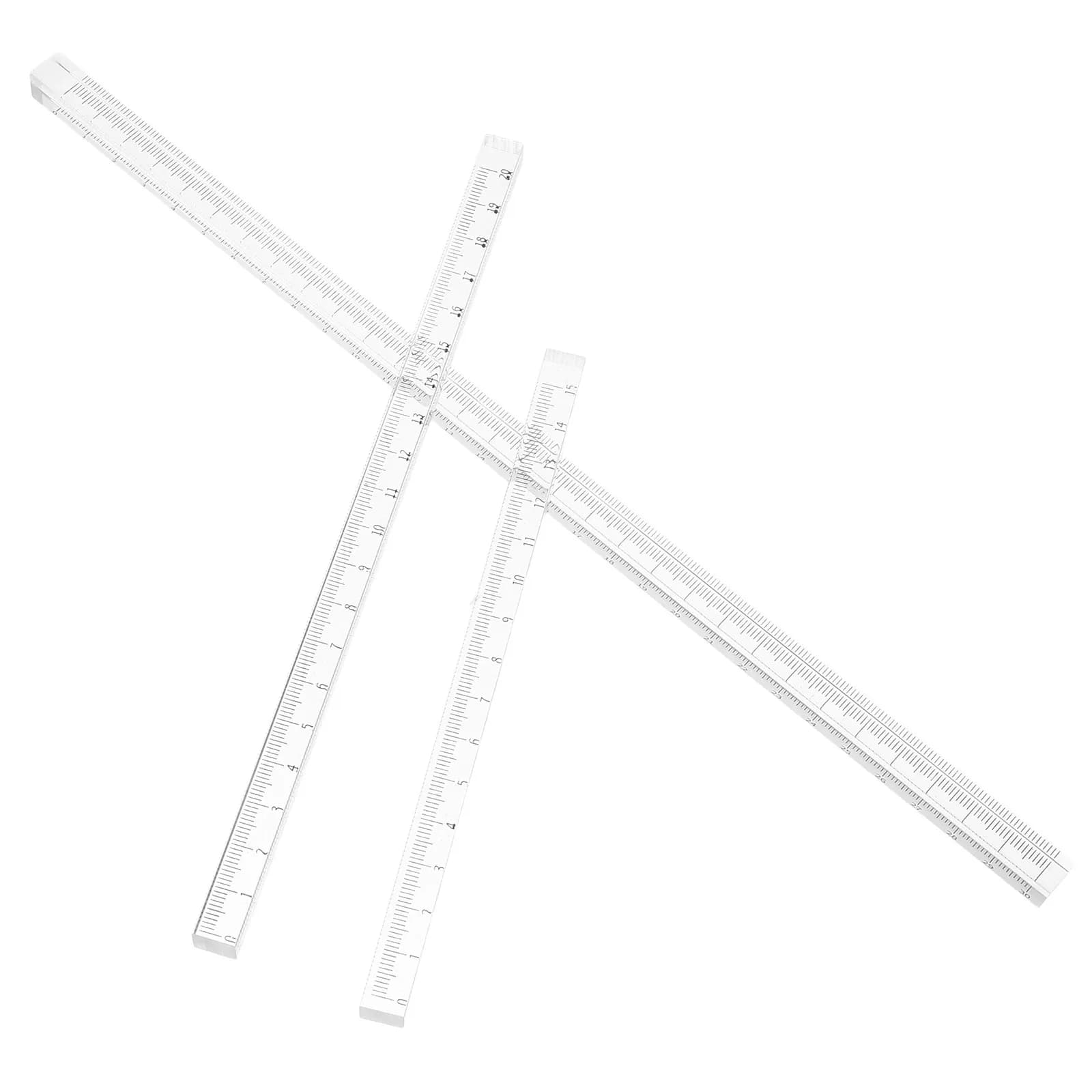 Set di 3 righelli dritti in acrilico, strumento di misurazione preciso e trasparente, leggero, facile da trasportare, superficie robusta e liscia per il disegno tecnico