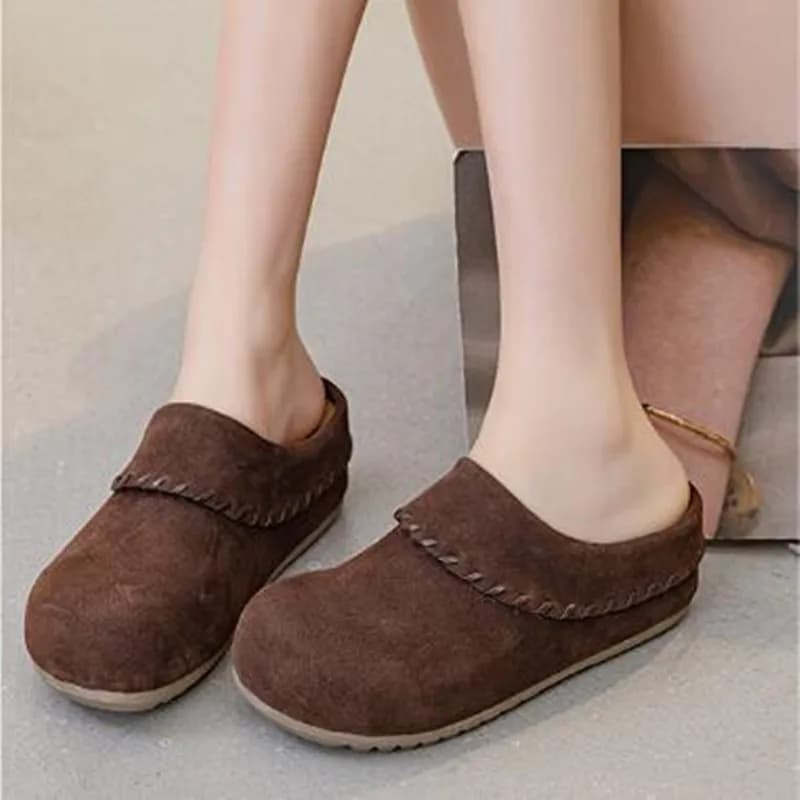 6cm 2026 Women New Spring Autumn Platform Slip on Mule Slippers Shoes Comfortable Closed Toe Flat Slides Backless Loafers Trendy