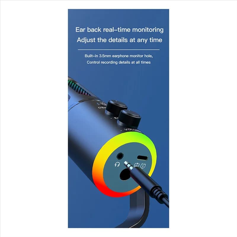 B04B-Microphone professional game with USB RGB support Wired condenser microphone for laptop PC Streaming Podcast Karaoke