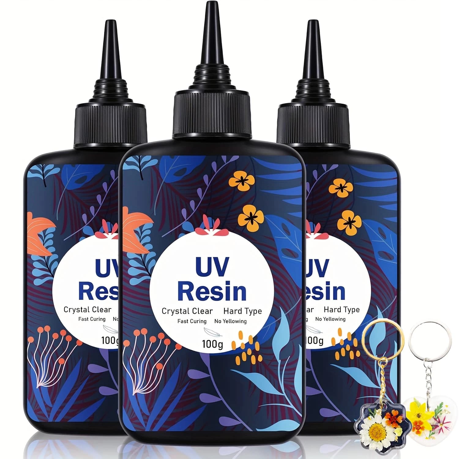 1 pezzo di set di resina UV aggiornata da 100G, resina epossidica UV trasparente che polimerizza ultravioletta di tipo duro, adatta per realizzare ornamenti artigianali