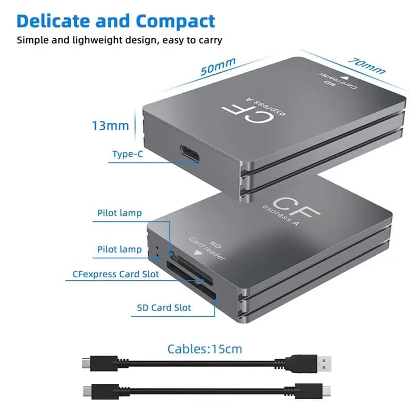A53M-2 In 1 Cfexpress Type A SD Card Reader USB 3.2 10Gbps Memory Card Reader Adapter Dual-Slot For SLR