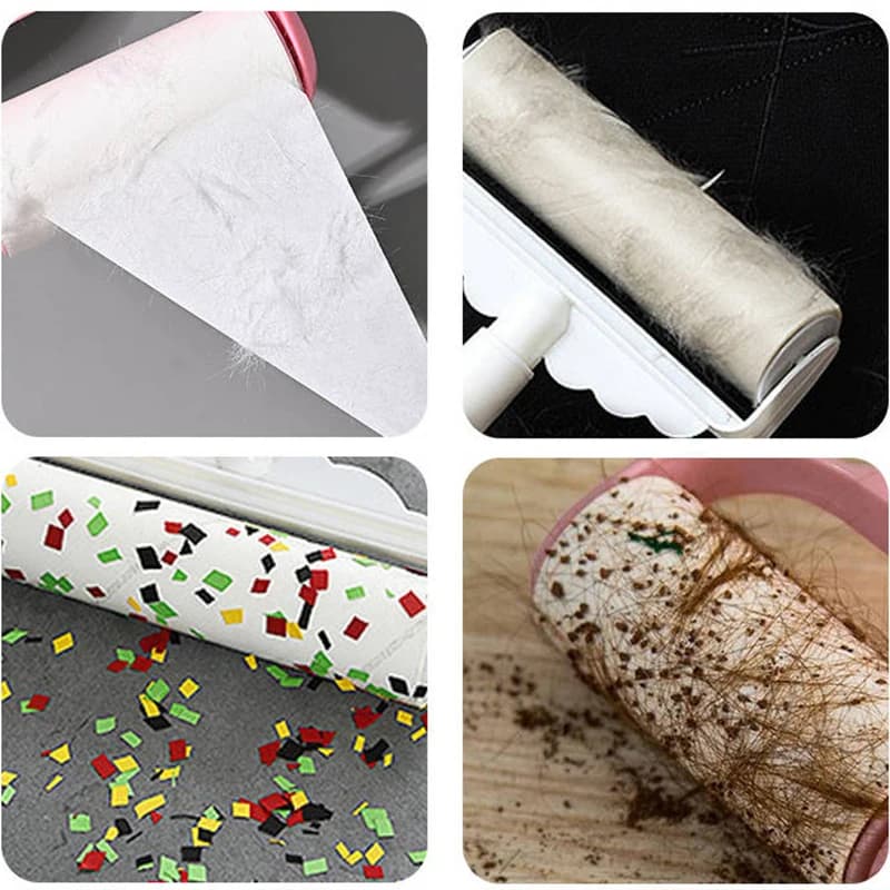 Applicatore di pelucchi a tamburo con manico lungo Adesivo per capelli Rullo a strappo Polvere di carta Panno-Rimozione di spazzole a rullo appiccicoso Levapelucchi per vestiti