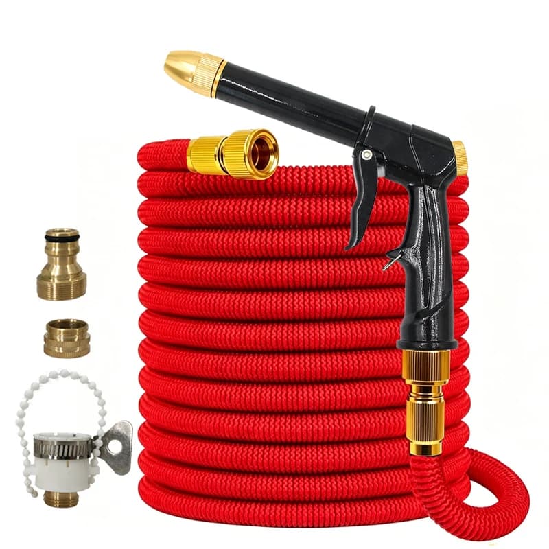 25FT-150FT Expandable Magic Hose, High-Pressure Metal Car Wash Gun, 1/2 Quick Connector, Outdoor Lawn Irrigation Tool