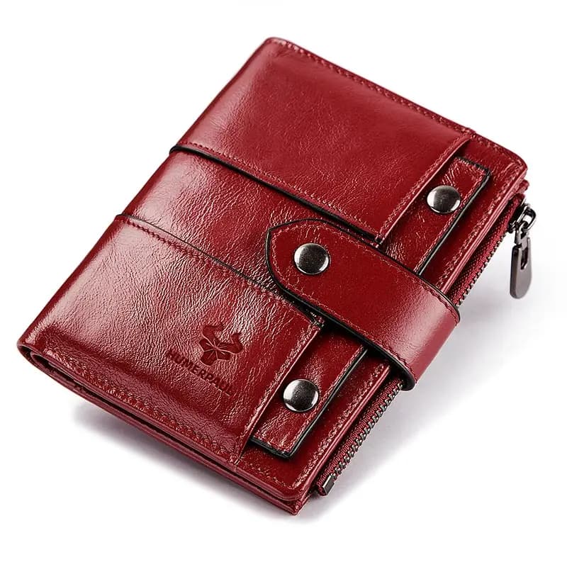 Portafoglio in vera pelle al 100% per donna Porta carte RFID dal design di lusso con tasca portamonete con cerniera Portamonete multifunzionale bifold