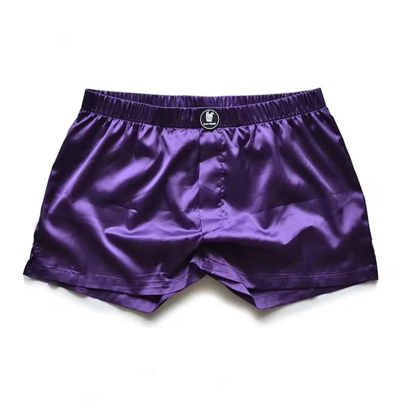 Boxer sexy in seta liscia da uomo Intimo a vita bassa Lingerie calda Cueca Masculino Abbigliamento interno Mutande Stretch Loose Fit Sleepwear