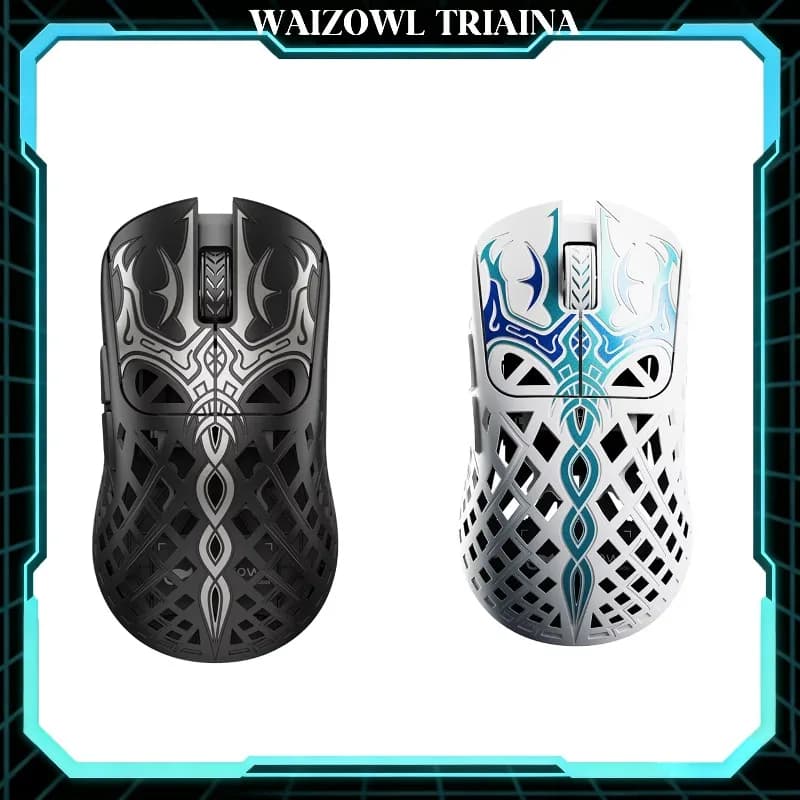 Mouse da Gaming Wireless Waizowl TRIAINA con Sensore PAW3950, Frequenza di Polling 8000Hz, Leggero ed Ergonomico per Gamer di Valorant e Delta Force su PC
